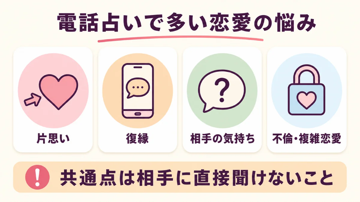 電話占いに多い恋愛相談は片思い・復縁・相手の気持ち・複雑な恋愛の4つ