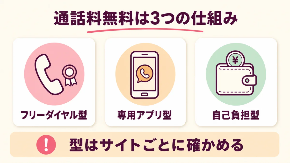 電話占いの通話料無料はフリーダイヤル型・専用アプリ型・自己負担型の3つに分かれる