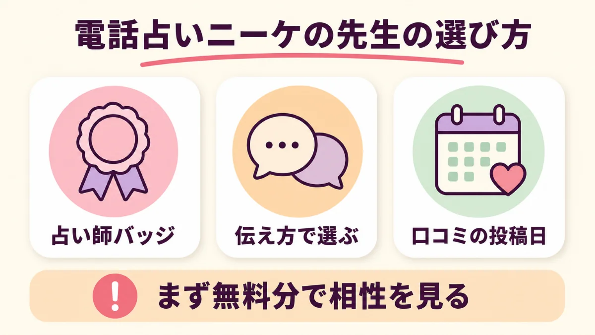 電話占いニーケで当たる占い師を選ぶ3つの視点