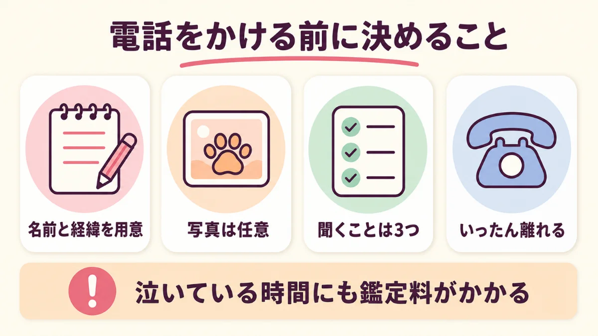 電話をかける前に用意するものと聞くことを絞る手順