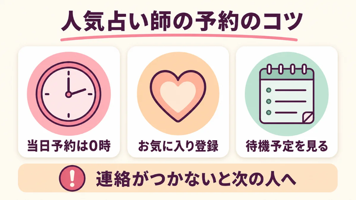 電話占いピュアリで人気の占い師の予約を取るコツ