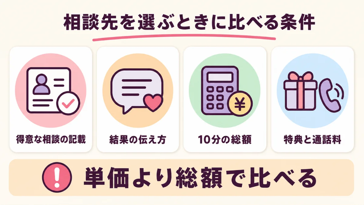 電話占いの相談先を選ぶときに比べる4つの条件