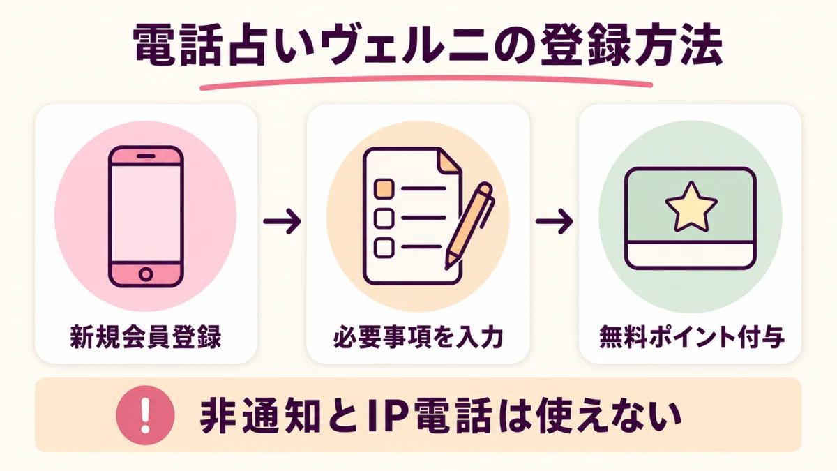 電話占いヴェルニの登録手順と電話番号の条件